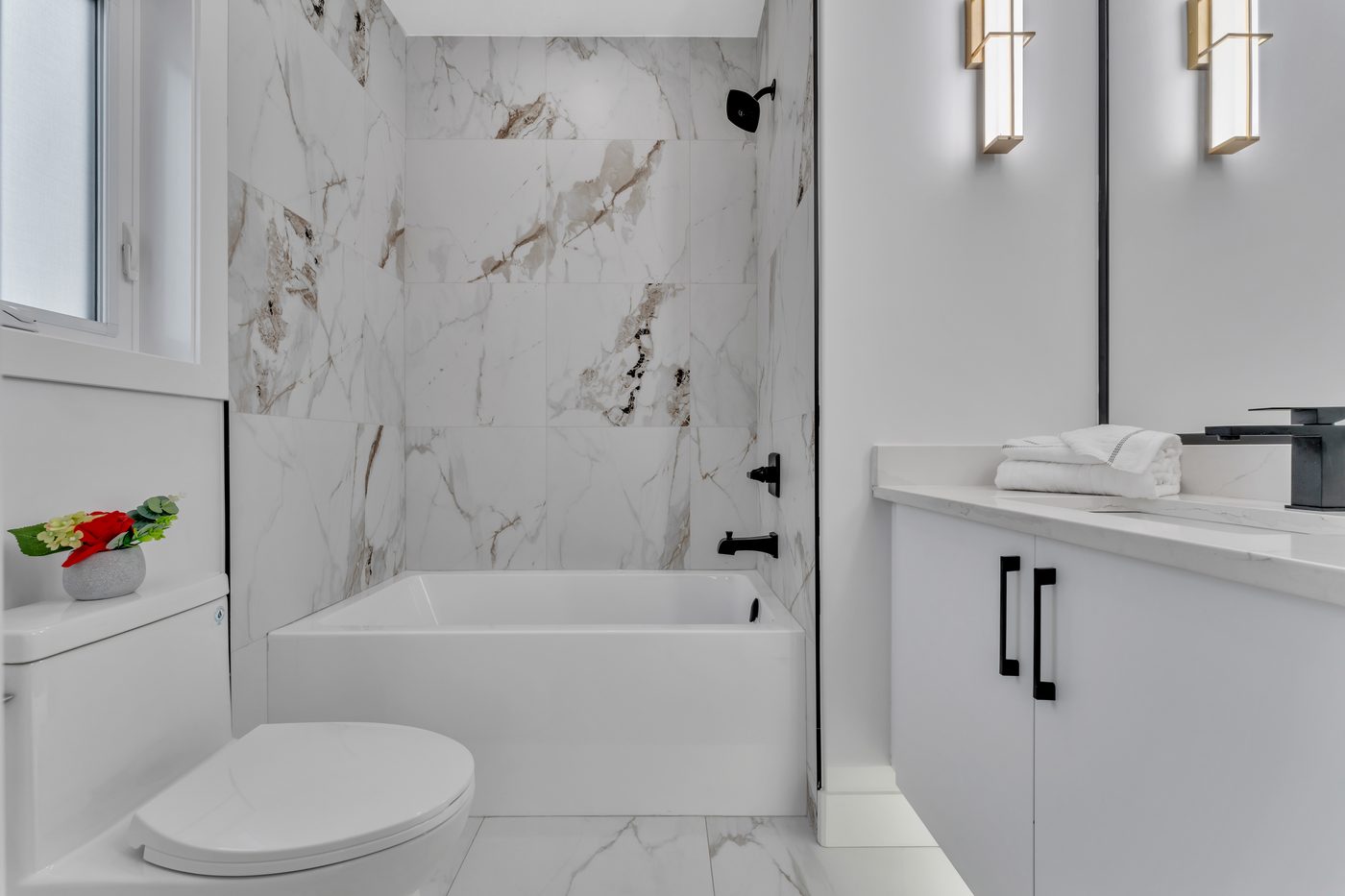 Bathroom with tub and shower